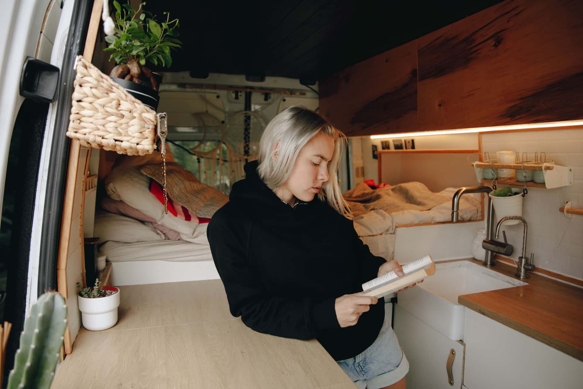 Compact camper bathroom interior
